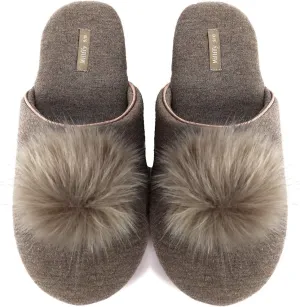 Millffy Women's Cozy House Slippers Fluffy Faux Fur Ball Comfy Slides Bedroom Home Cotton Knit Slippers
