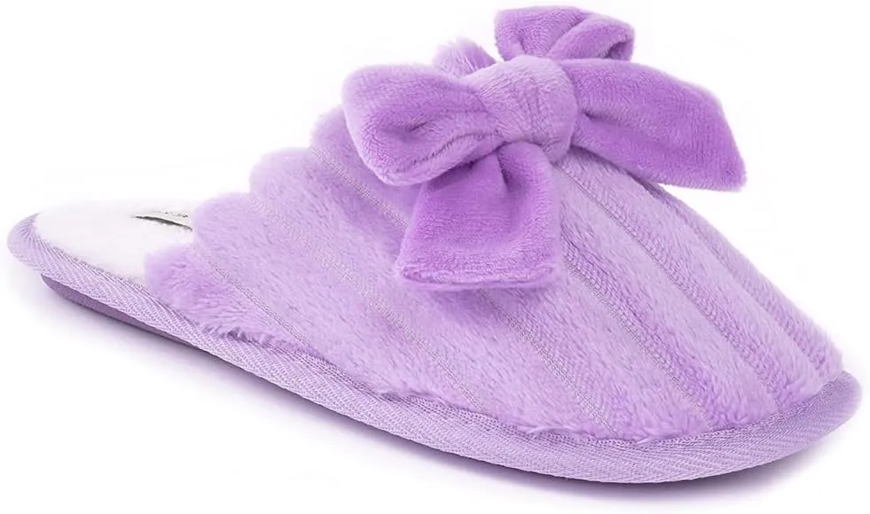 Millffy Women’s Cute Comfy Fuzzy Knitted Memory Foam Slip On Big Wave Stripe House Slippers Indoor
