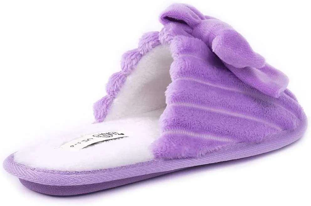 Millffy Women’s Cute Comfy Fuzzy Knitted Memory Foam Slip On Big Wave Stripe House Slippers Indoor