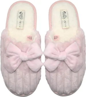 Millffy Women’s Cute Comfy Fuzzy Knitted Memory Foam Slip On Big Wave Stripe House Slippers Indoor