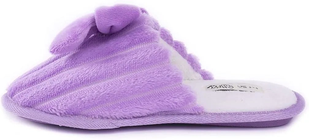 Millffy Women’s Cute Comfy Fuzzy Knitted Memory Foam Slip On Big Wave Stripe House Slippers Indoor
