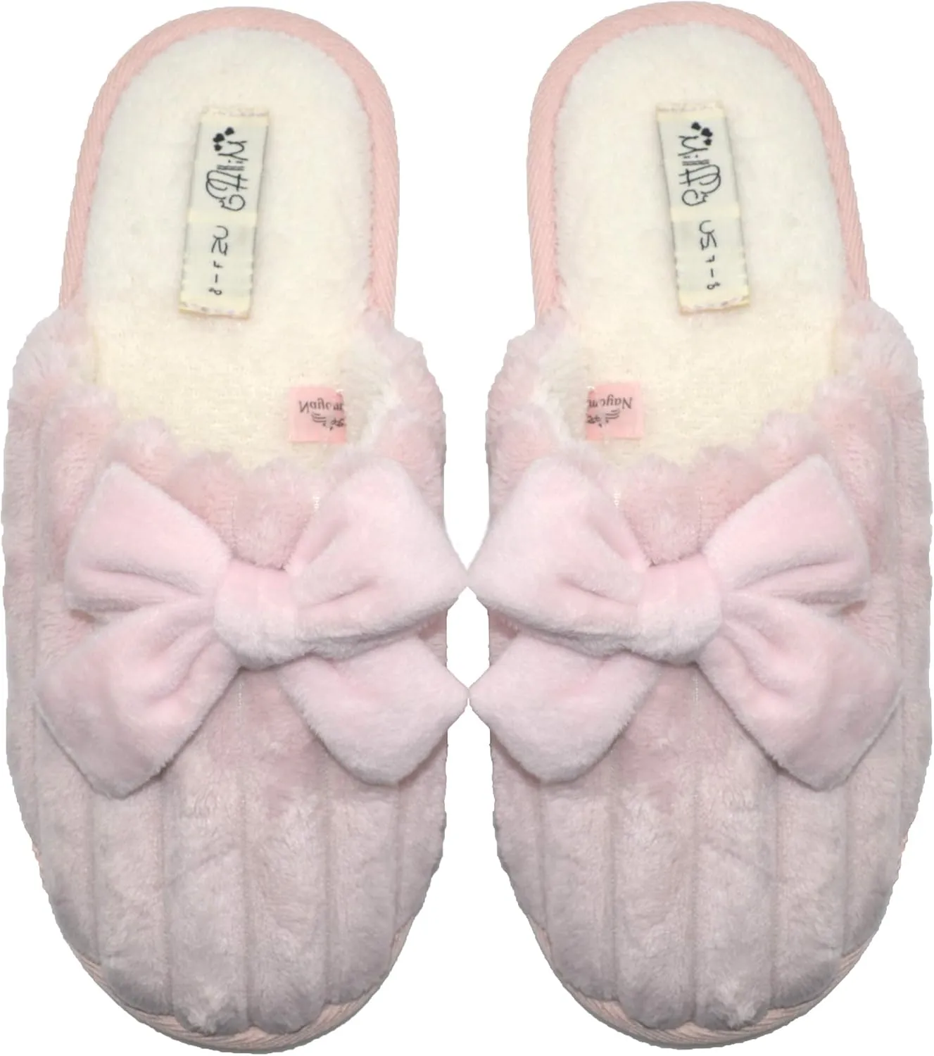 Millffy Women’s Cute Comfy Fuzzy Knitted Memory Foam Slip On Big Wave Stripe House Slippers Indoor