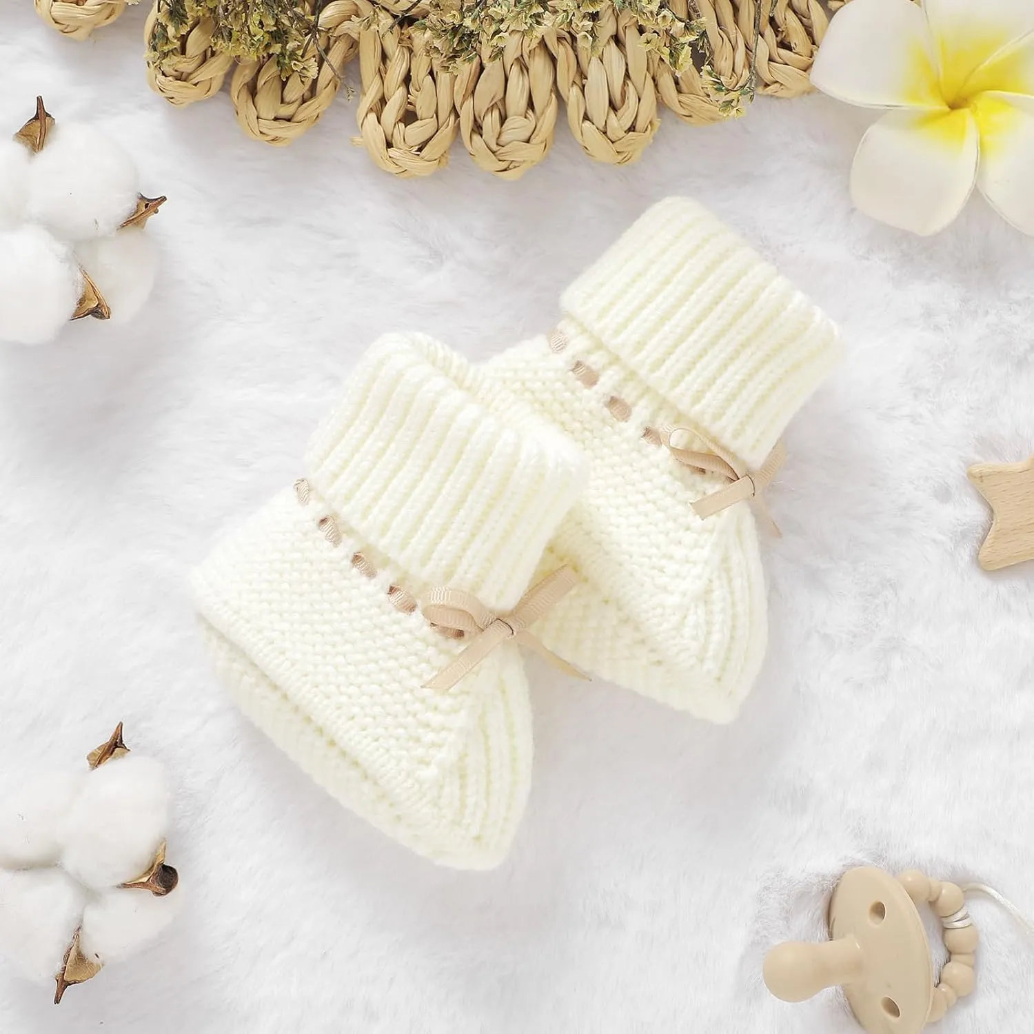 mimixiong Baby Booties Newborn Infant Sock Shoes Hand Knitting Crochet Boy and Girl Cozy Shoes