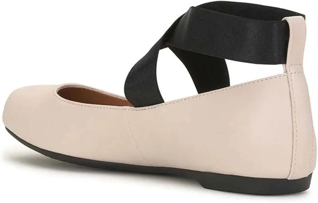 miss left Women's Stretchy Crisscross Strap Ballerina Flats Closed Square Toe Slip On Comfy Dance Party Shoe Size 4-16 US
