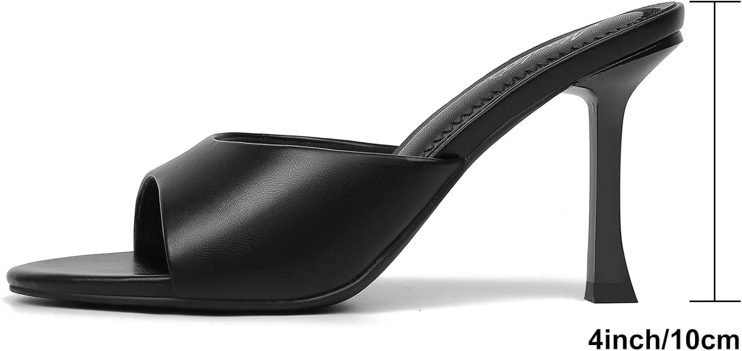 Mostrin Kitten Heels for Women Round Toe Heels With Bow Vintage Mules Sexy Slip on Stiletto Backless Sandals for Party Daily