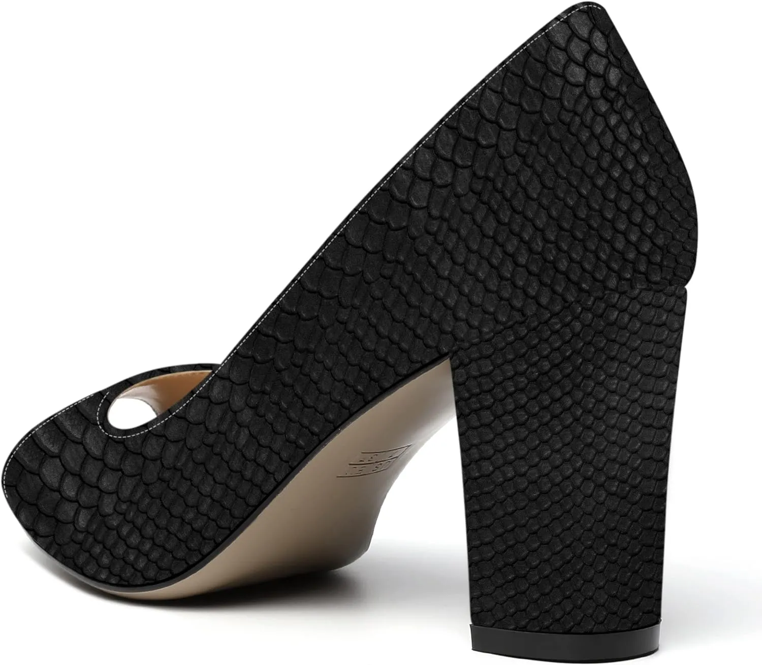 MOVINSTEPS Womens Party Slip On Patent Peep Toe Sexy Block High Heel Pumps Shoes 3.3 Inch