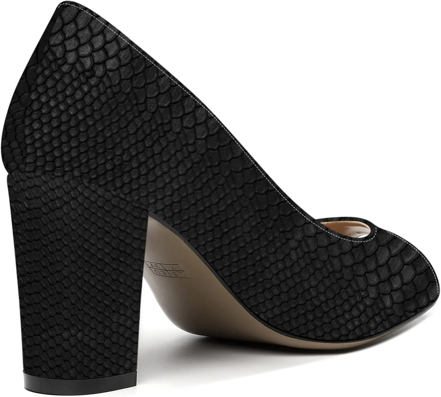 MOVINSTEPS Womens Party Slip On Patent Peep Toe Sexy Block High Heel Pumps Shoes 3.3 Inch
