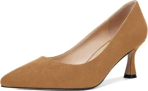 MOVINSTEPS Womens Pointed Toe Evening Sexy Suede Slip On Stiletto Mid Heel Pumps Shoes 2.5 Inch