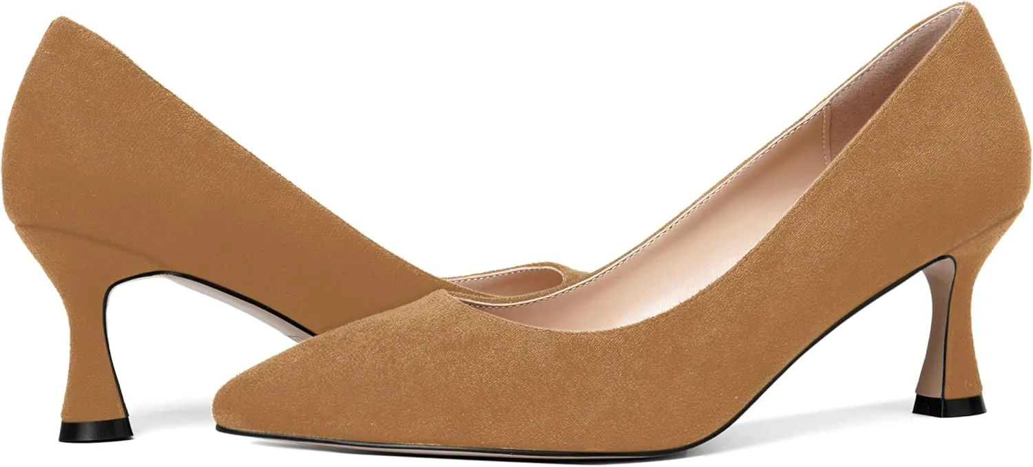 MOVINSTEPS Womens Pointed Toe Evening Sexy Suede Slip On Stiletto Mid Heel Pumps Shoes 2.5 Inch