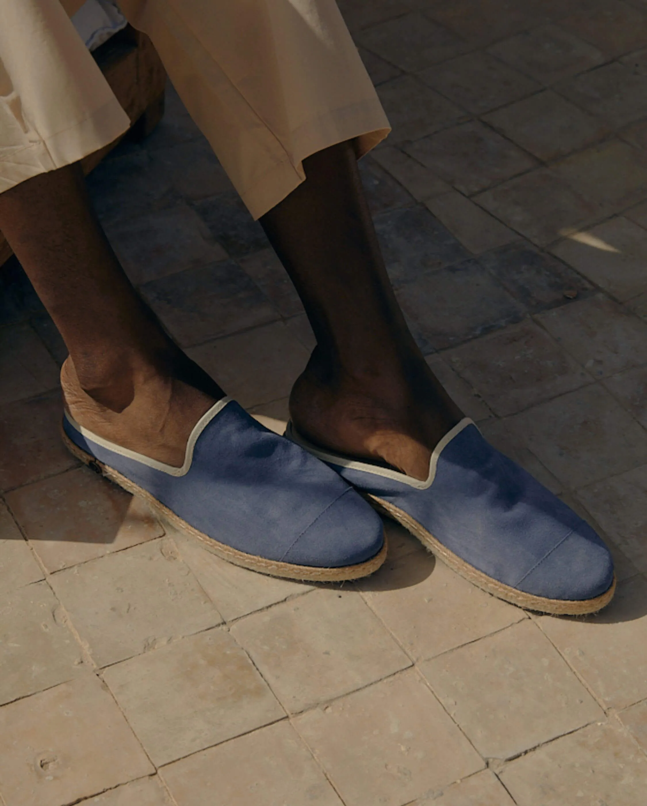 Mule d'été homme cuir, bleu