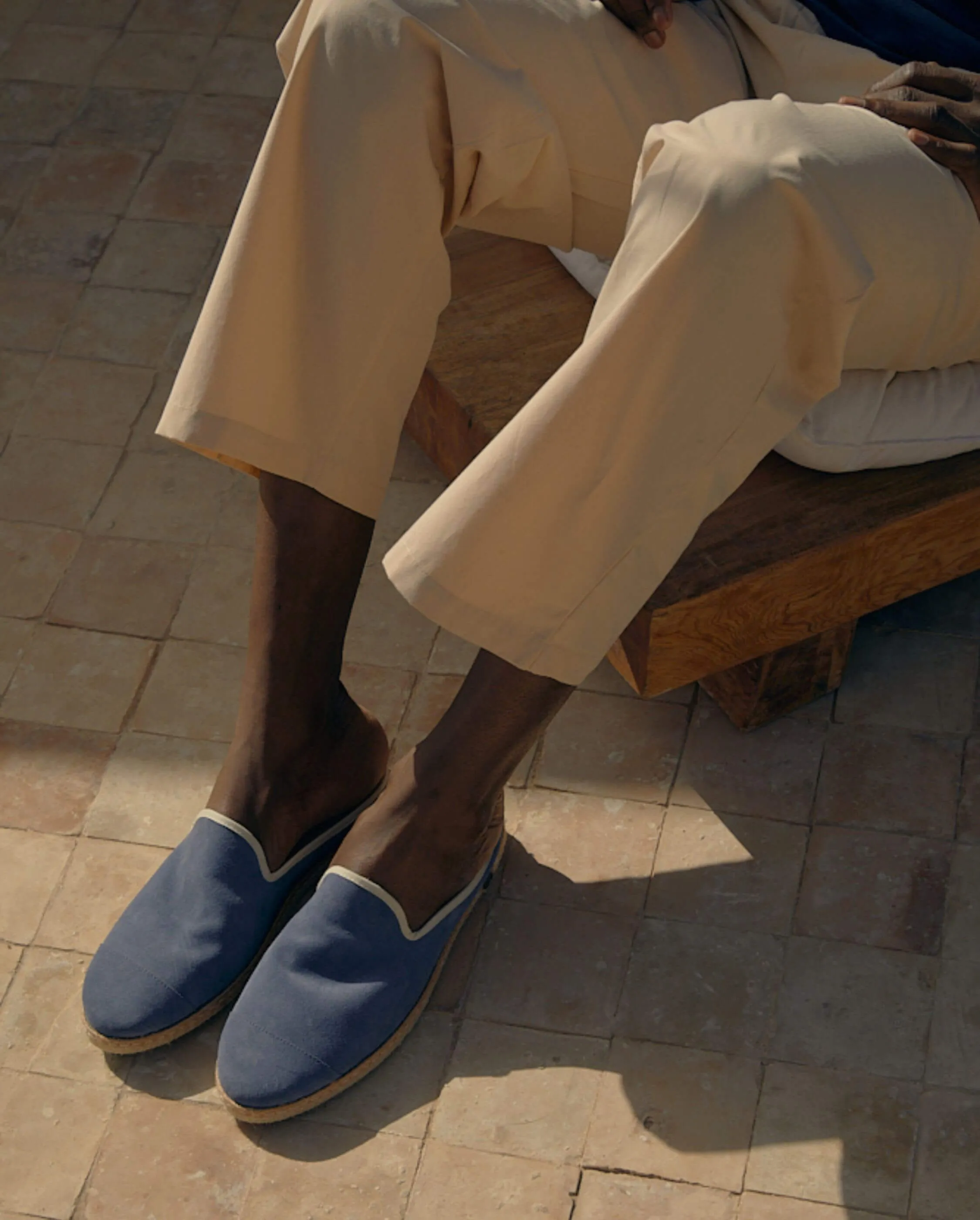 Mule d'été homme cuir, bleu