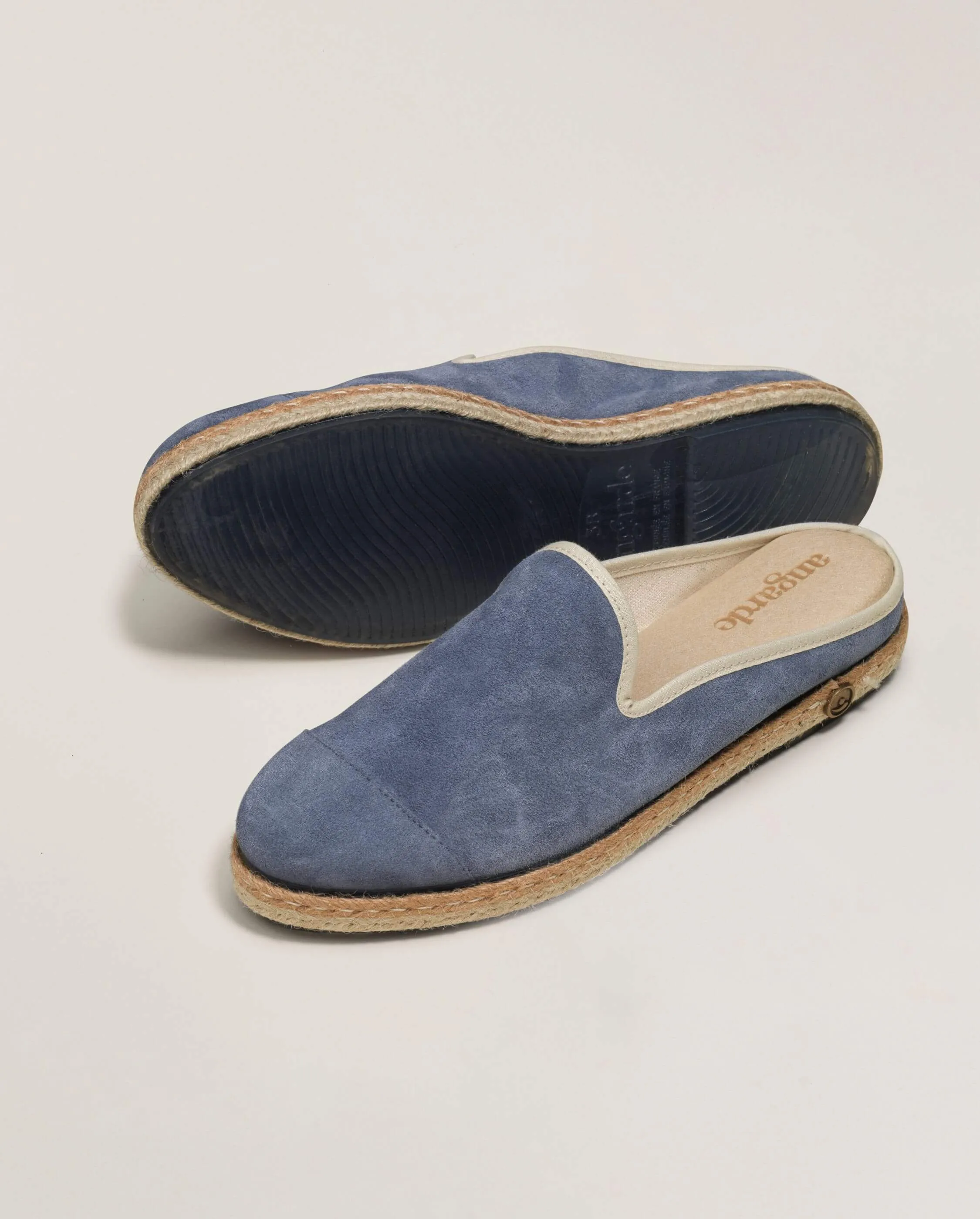 Mule d'été homme cuir, bleu