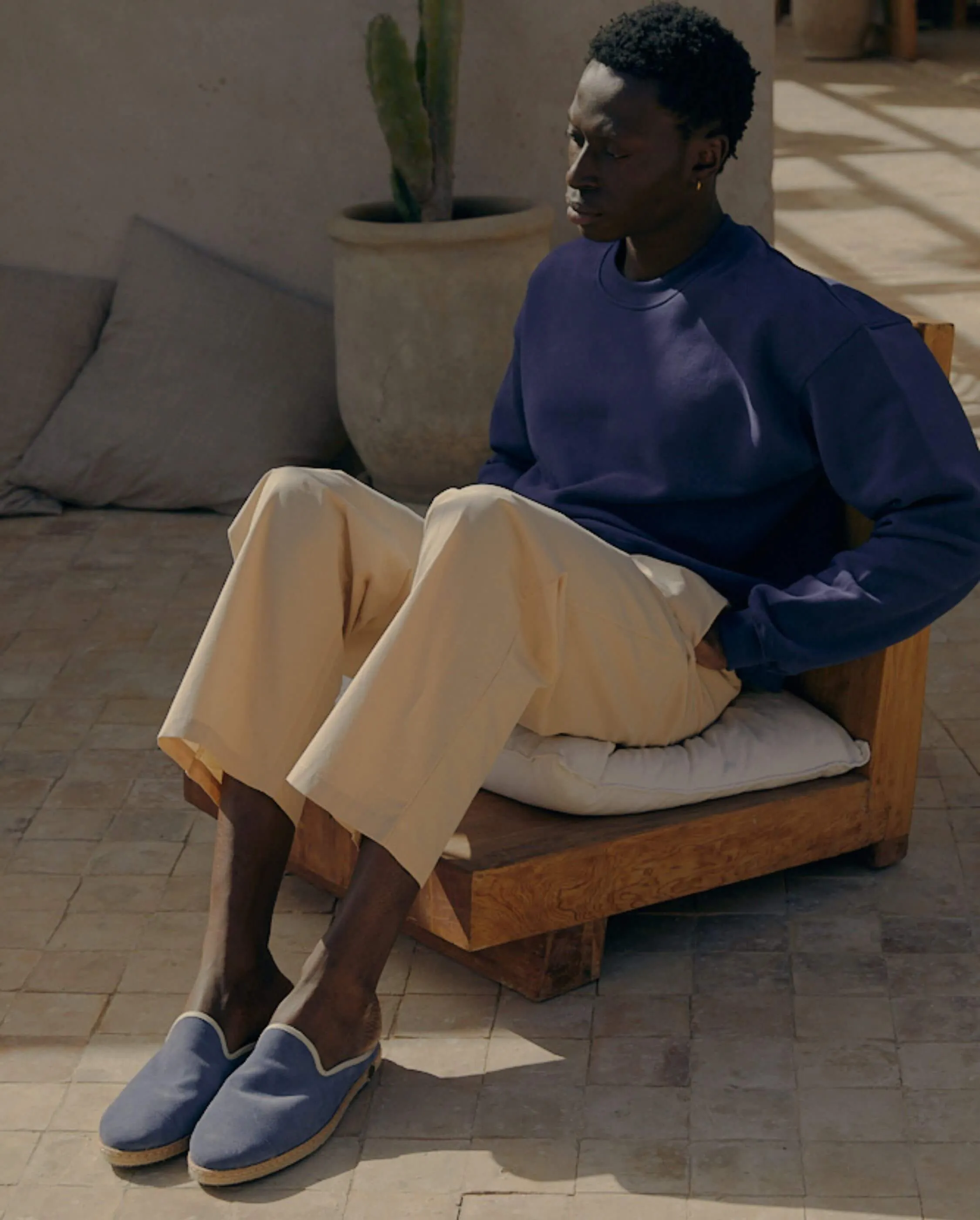 Mule d'été homme cuir, bleu