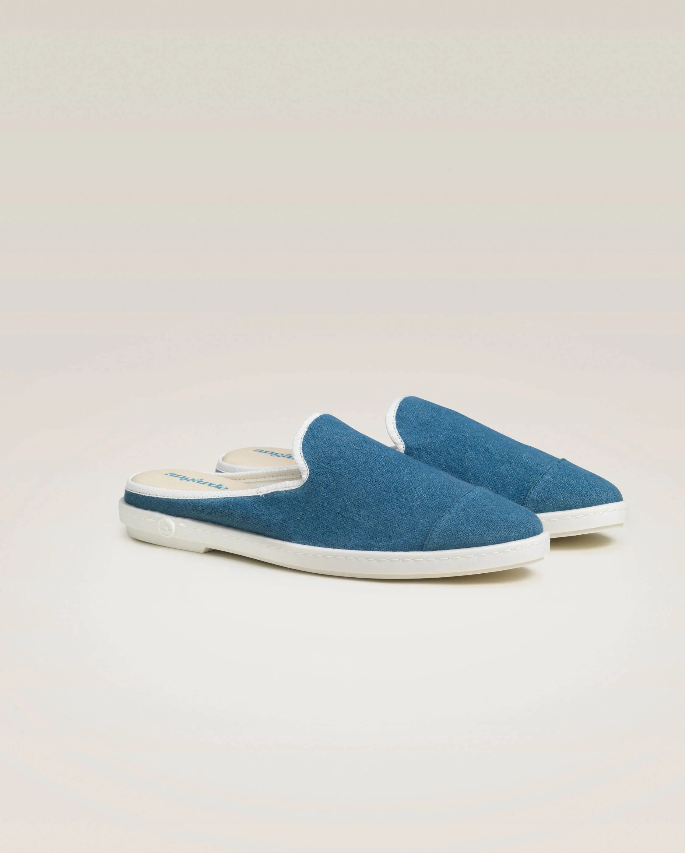 Mule homme lin, bleu