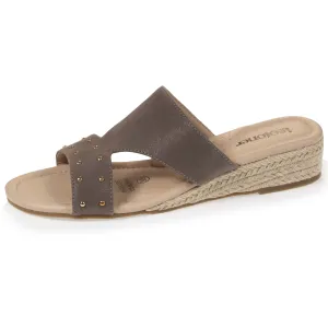 Mules Femme cloutées Talon corde Taupe