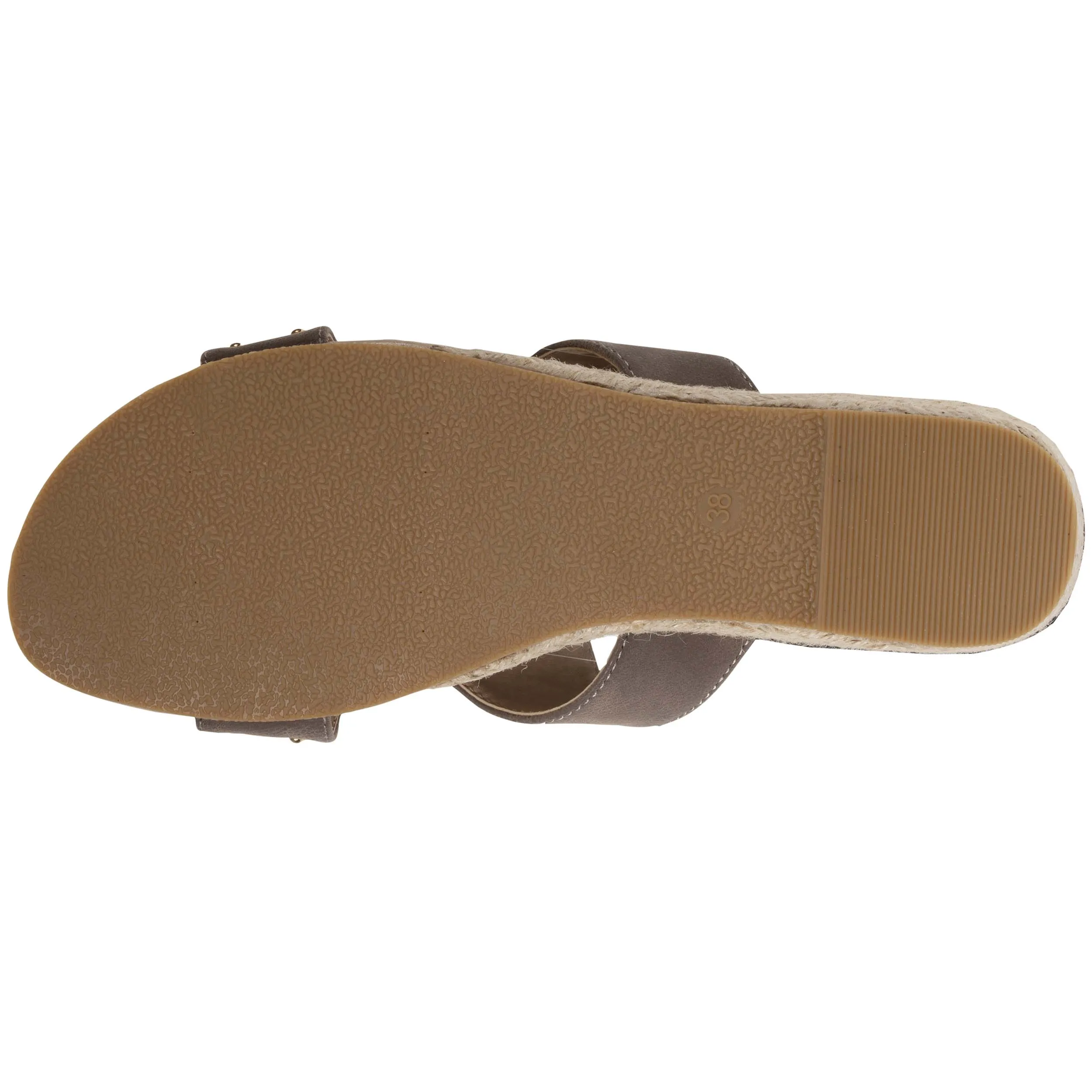 Mules Femme cloutées Talon corde Taupe