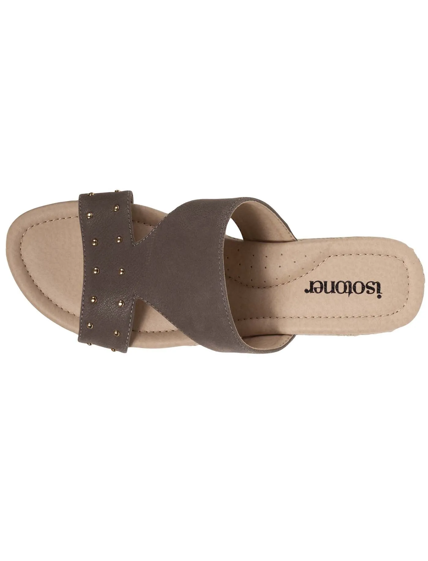 Mules Femme cloutées Talon corde Taupe