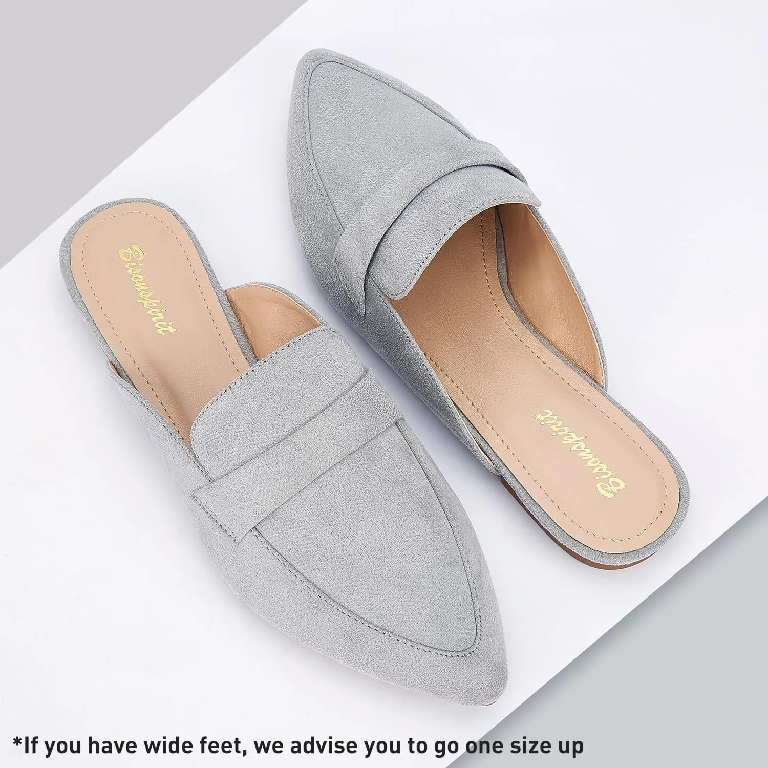 Mules for Women Flats Pointed Toe Slip On Mules Comfortable Loafer Shoes