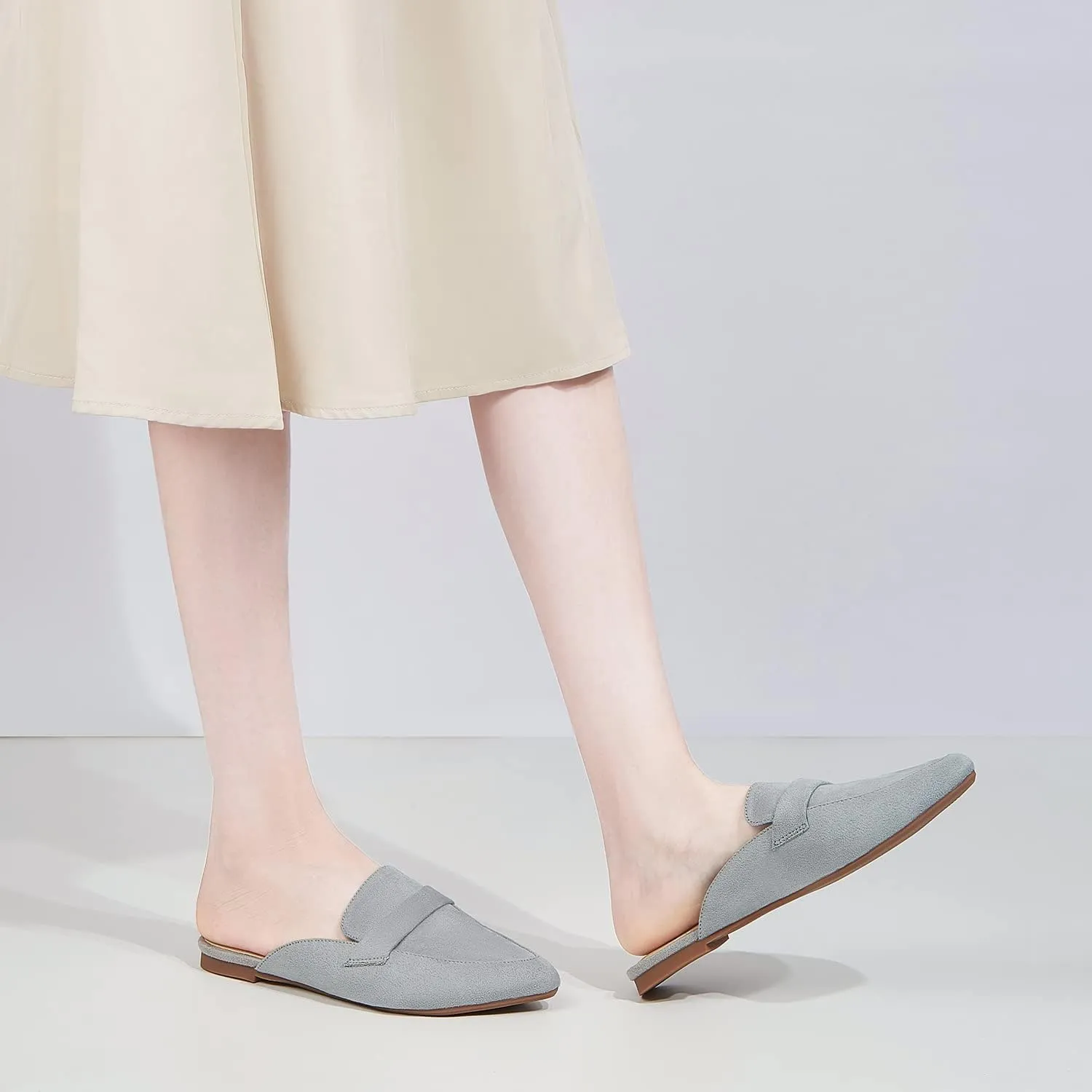 Mules for Women Flats Pointed Toe Slip On Mules Comfortable Loafer Shoes