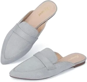 Mules for Women Flats Pointed Toe Slip On Mules Comfortable Loafer Shoes