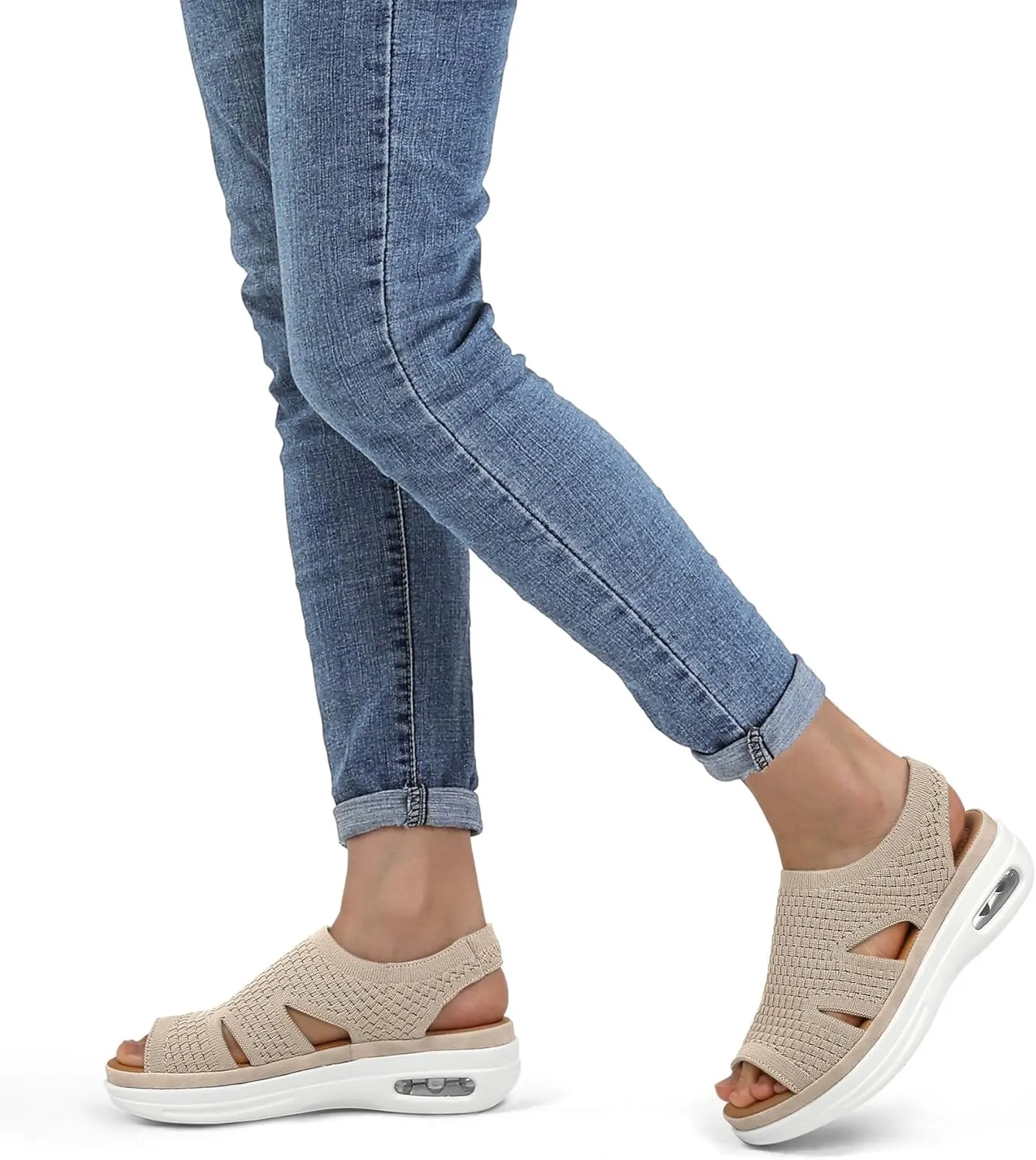 mysoft Womens Comfortable Walking Sandals Slip On Air Cushion Slingback Open Toe Platform Summer Shoes