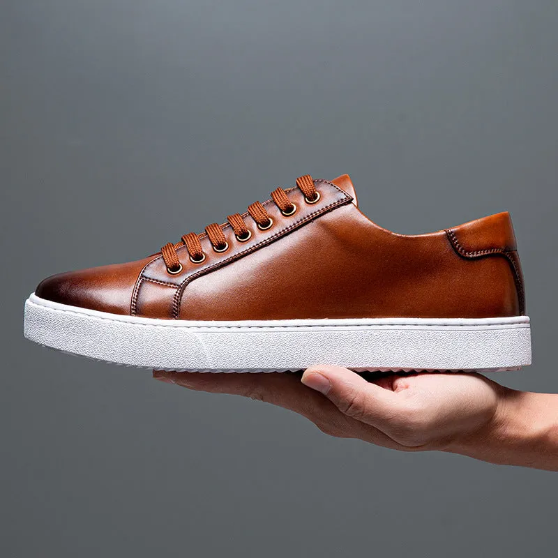 Nanccy Men's trendy sneakers British style polished casual shoes