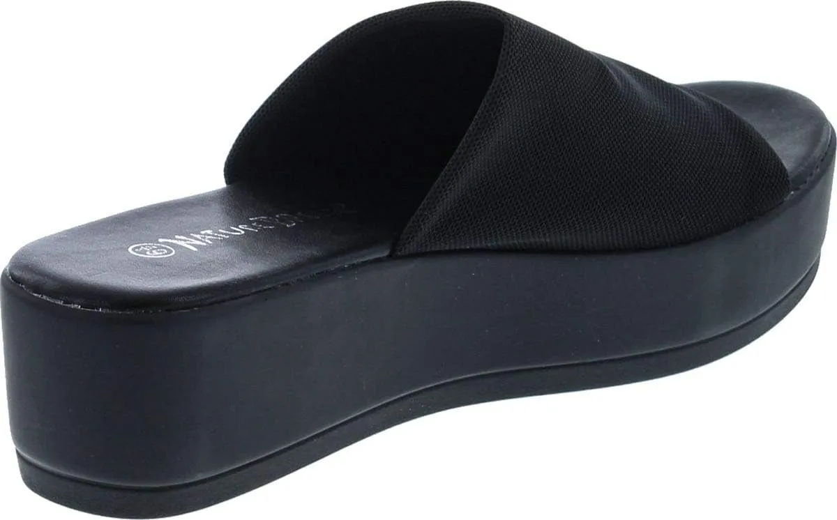 Nature Breeze Women's Stretchy Slip On Peep Toe Backless Platform Sandals