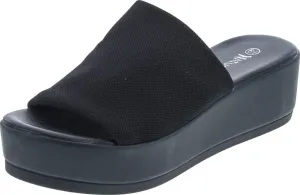 Nature Breeze Women's Stretchy Slip On Peep Toe Backless Platform Sandals