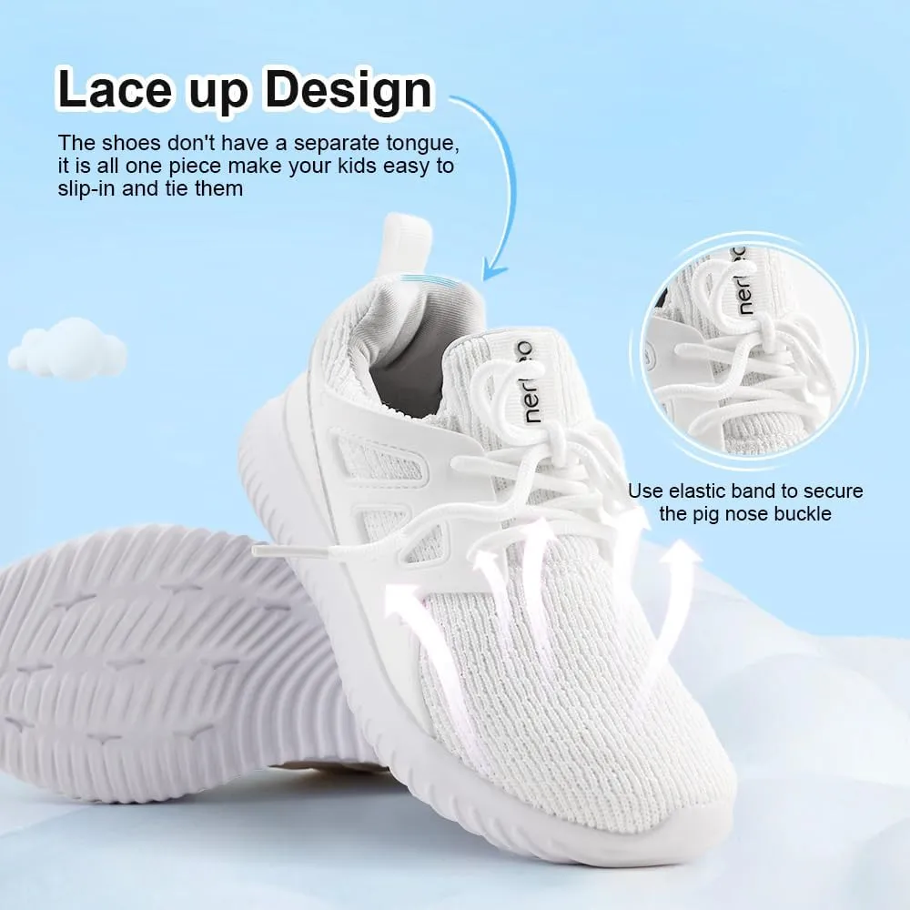 nerteo Girls Shoes Slip on Boys Kids Sneakers Lightweight Tennis Running Walking Gym Fashion Shoes for Little Kid/Big Kid