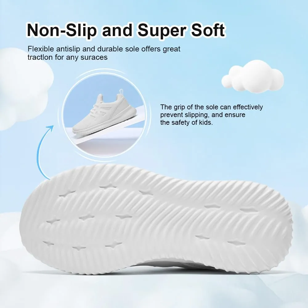 nerteo Girls Shoes Slip on Boys Kids Sneakers Lightweight Tennis Running Walking Gym Fashion Shoes for Little Kid/Big Kid