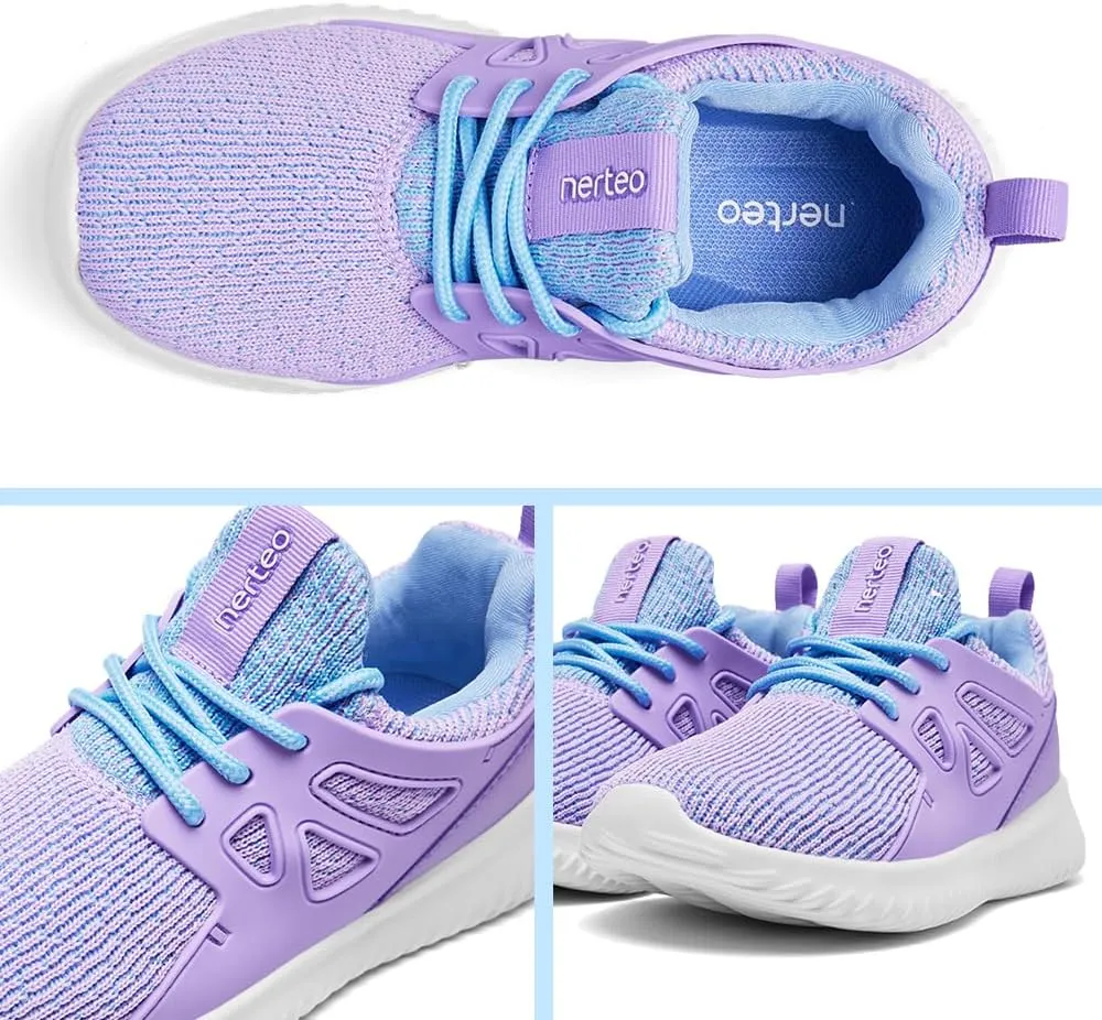 nerteo Girls Shoes Slip on Boys Kids Sneakers Lightweight Tennis Running Walking Gym Fashion Shoes for Little Kid/Big Kid