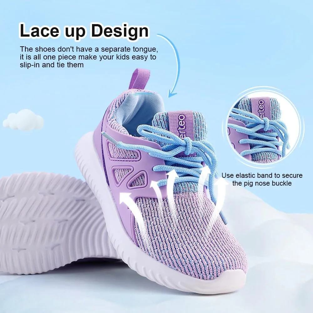 nerteo Girls Shoes Slip on Boys Kids Sneakers Lightweight Tennis Running Walking Gym Fashion Shoes for Little Kid/Big Kid