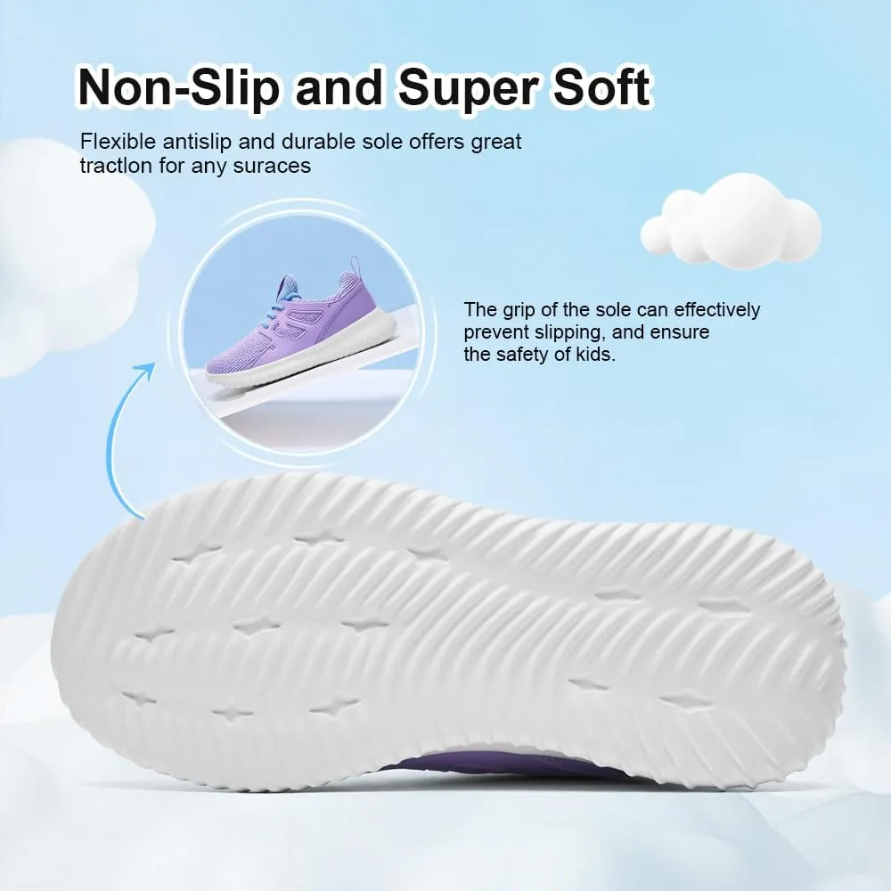 nerteo Girls Shoes Slip on Boys Kids Sneakers Lightweight Tennis Running Walking Gym Fashion Shoes for Little Kid/Big Kid