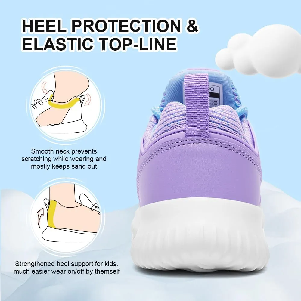 nerteo Girls Shoes Slip on Boys Kids Sneakers Lightweight Tennis Running Walking Gym Fashion Shoes for Little Kid/Big Kid