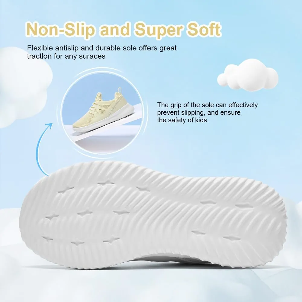 nerteo Girls Shoes Slip on Boys Kids Sneakers Lightweight Tennis Running Walking Gym Fashion Shoes for Little Kid/Big Kid