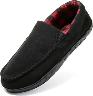 NewDenBer Men's Moccasin Slippers Warm Memory Foam Suede Soft Plush Lined Slip on Indoor Outdoor House Shoes