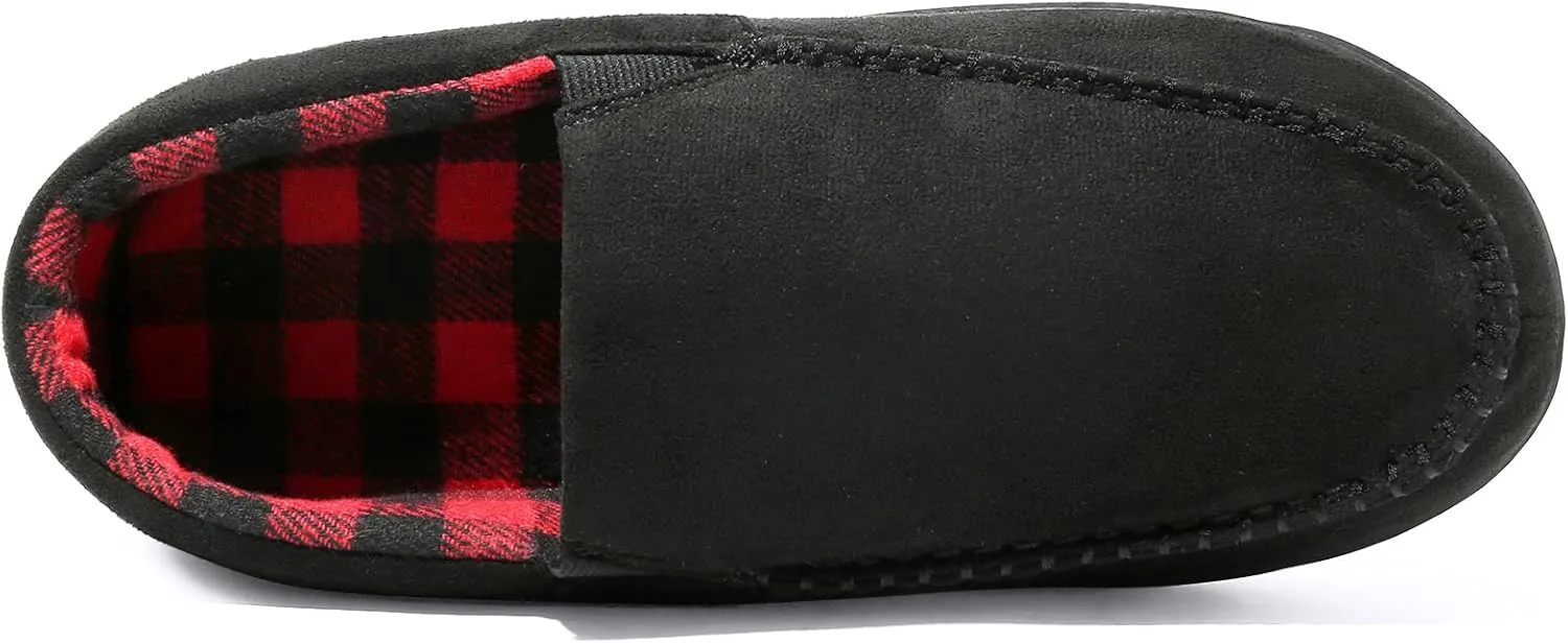 NewDenBer Men's Moccasin Slippers Warm Memory Foam Suede Soft Plush Lined Slip on Indoor Outdoor House Shoes