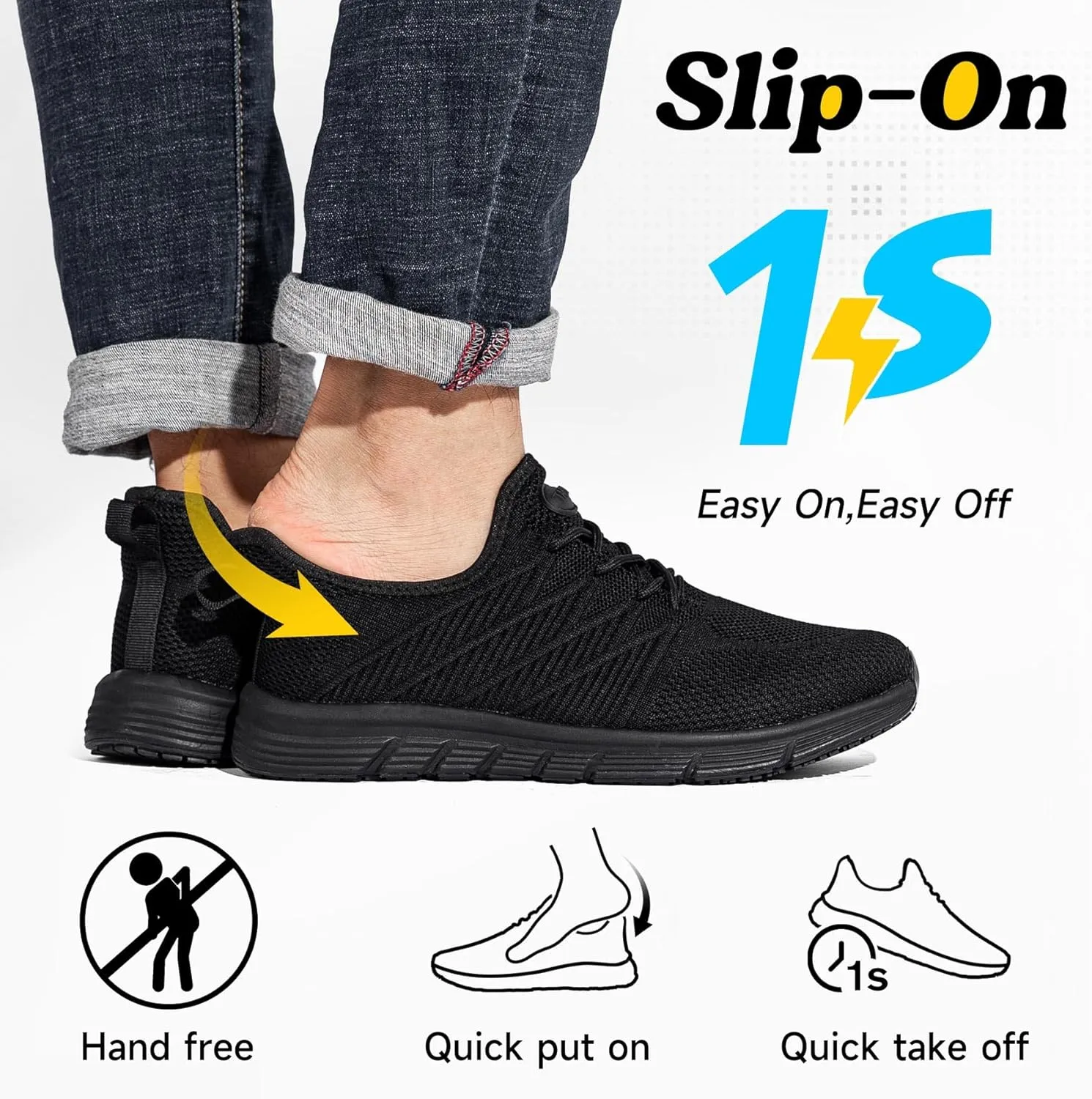 Non Slip Work Shoes for Women Food Service Lightweight Waterproof Kitchen Chef Shoe Restaurant Walking Sneakers Nursing Slip Resistant Footwear, Black