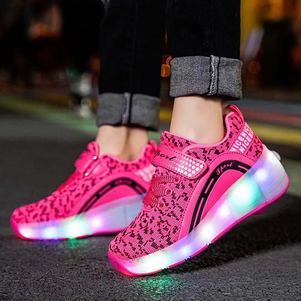Nsasy Girls Boys Roller Shoes with LED Light Up Wheels Sneakers Kids Roller Skates Shoes for Kids for Children
