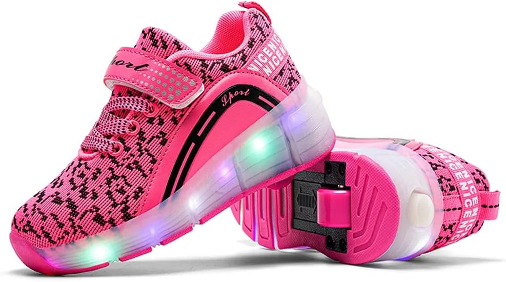 Nsasy Girls Boys Roller Shoes with LED Light Up Wheels Sneakers Kids Roller Skates Shoes for Kids for Children