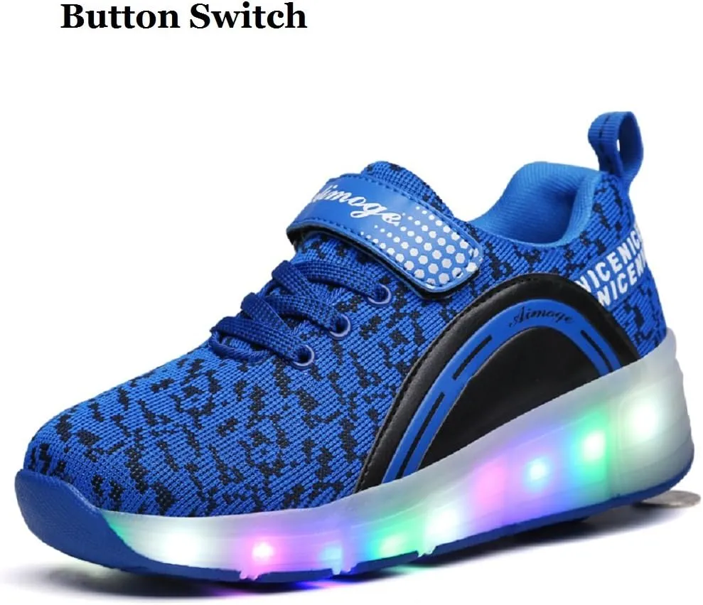 Nsasy Girls Boys Roller Shoes with LED Light Up Wheels Sneakers Kids Roller Skates Shoes for Kids for Children