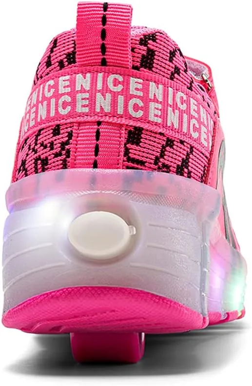 Nsasy Girls Boys Roller Shoes with LED Light Up Wheels Sneakers Kids Roller Skates Shoes for Kids for Children