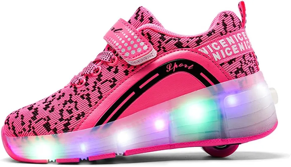Nsasy Girls Boys Roller Shoes with LED Light Up Wheels Sneakers Kids Roller Skates Shoes for Kids for Children