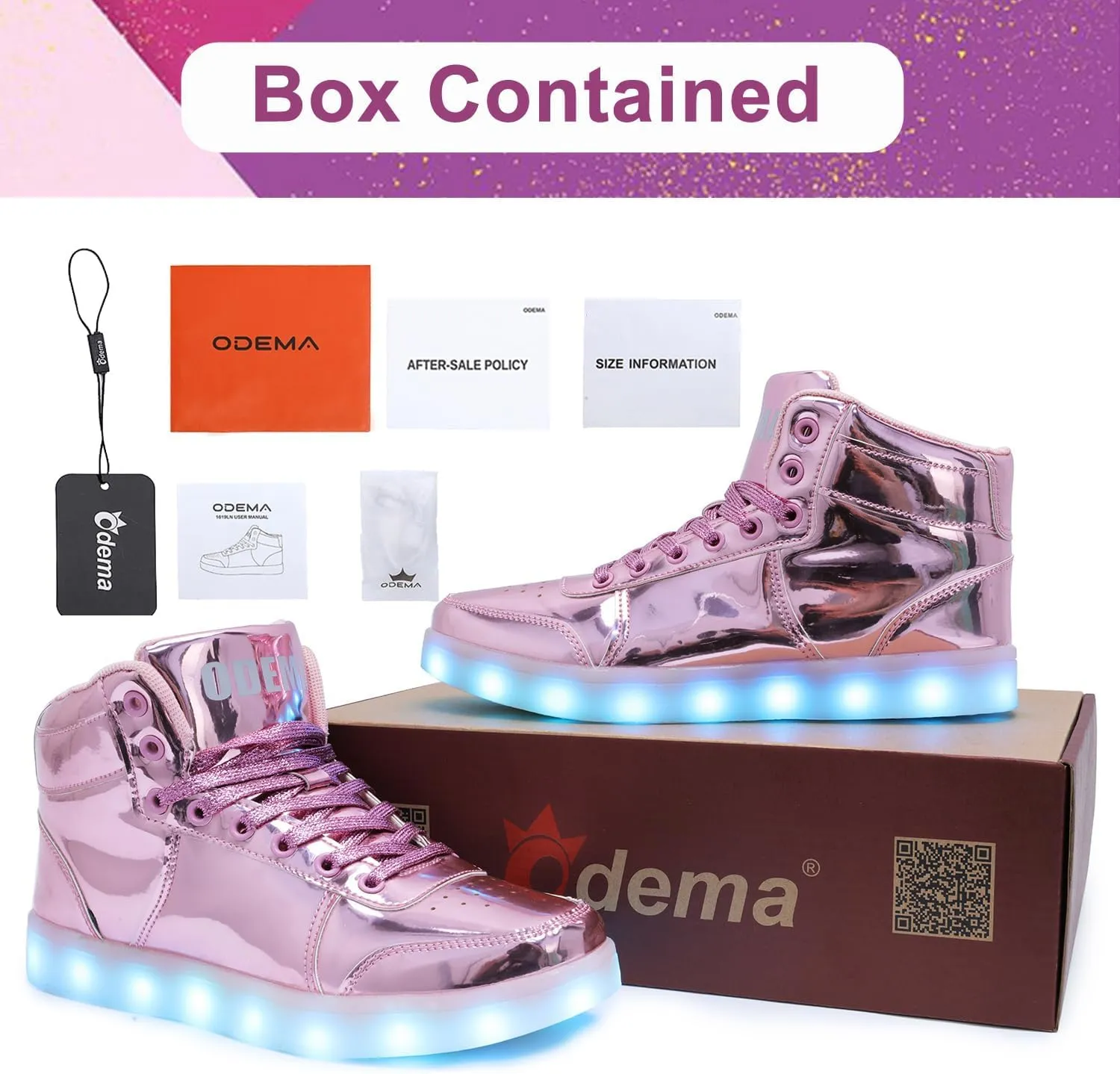 Odema V3 Aurora Unisex High Top Light Up Shoes, Sneakers with Lights for Men，Women, Led Light Shoes,USB Charging Glowing Shoes for Teens