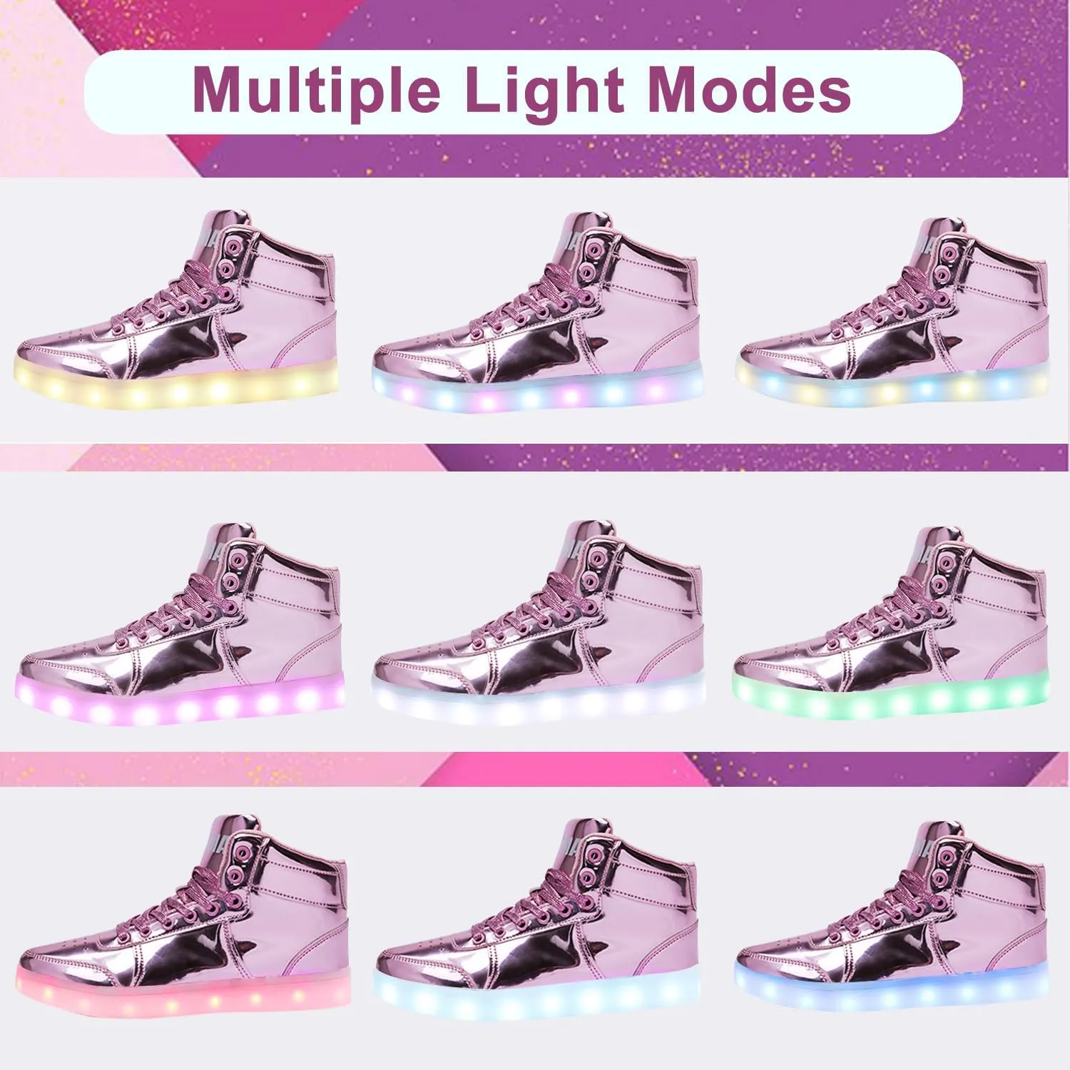 Odema V3 Aurora Unisex High Top Light Up Shoes, Sneakers with Lights for Men，Women, Led Light Shoes,USB Charging Glowing Shoes for Teens