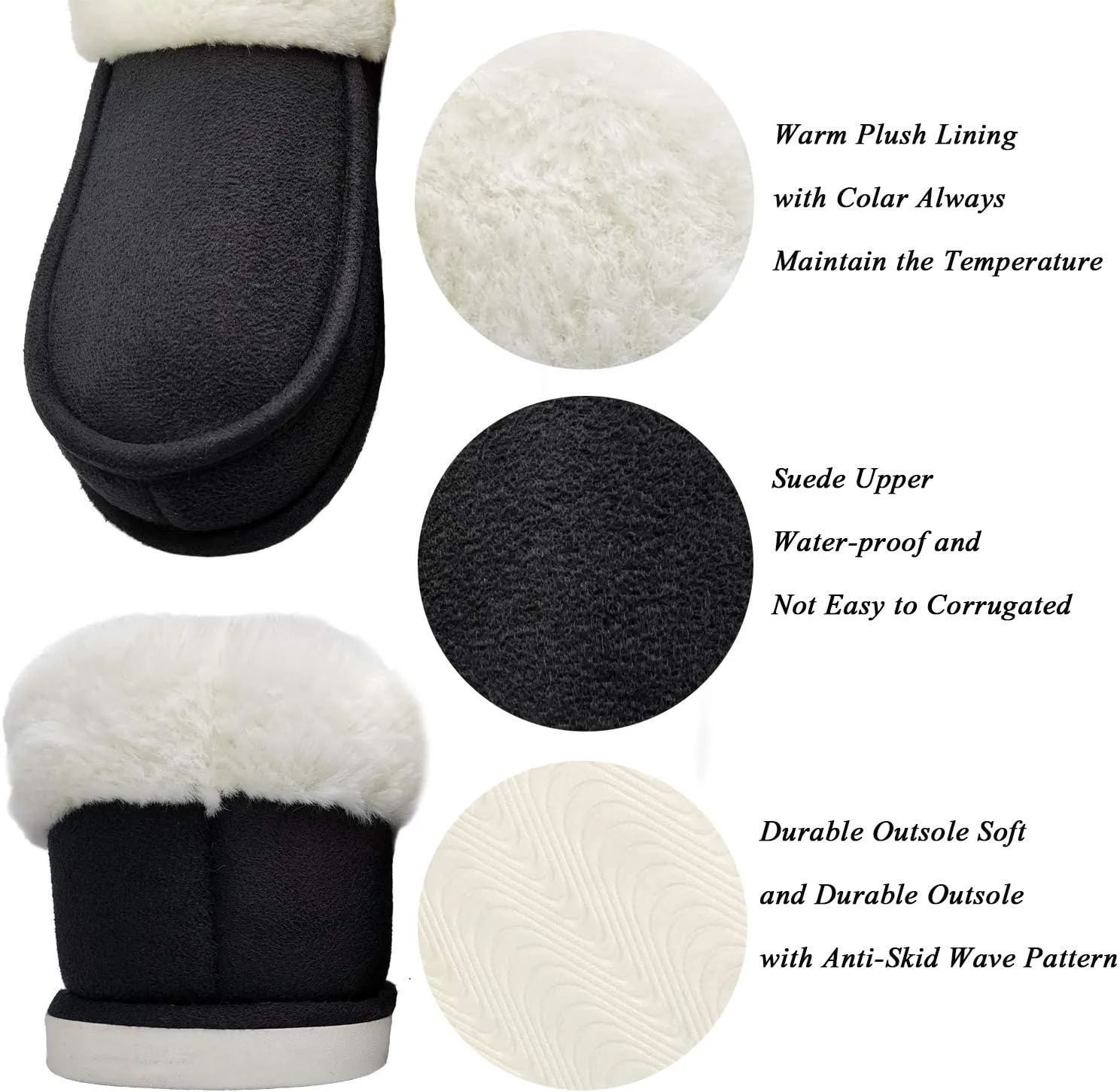 ofoot Womens Winter Warm Faux Suede Plush Moccasins Slippers Indoor Slip On Shoes with Soft Comfortable Fluffy Fur Lining
