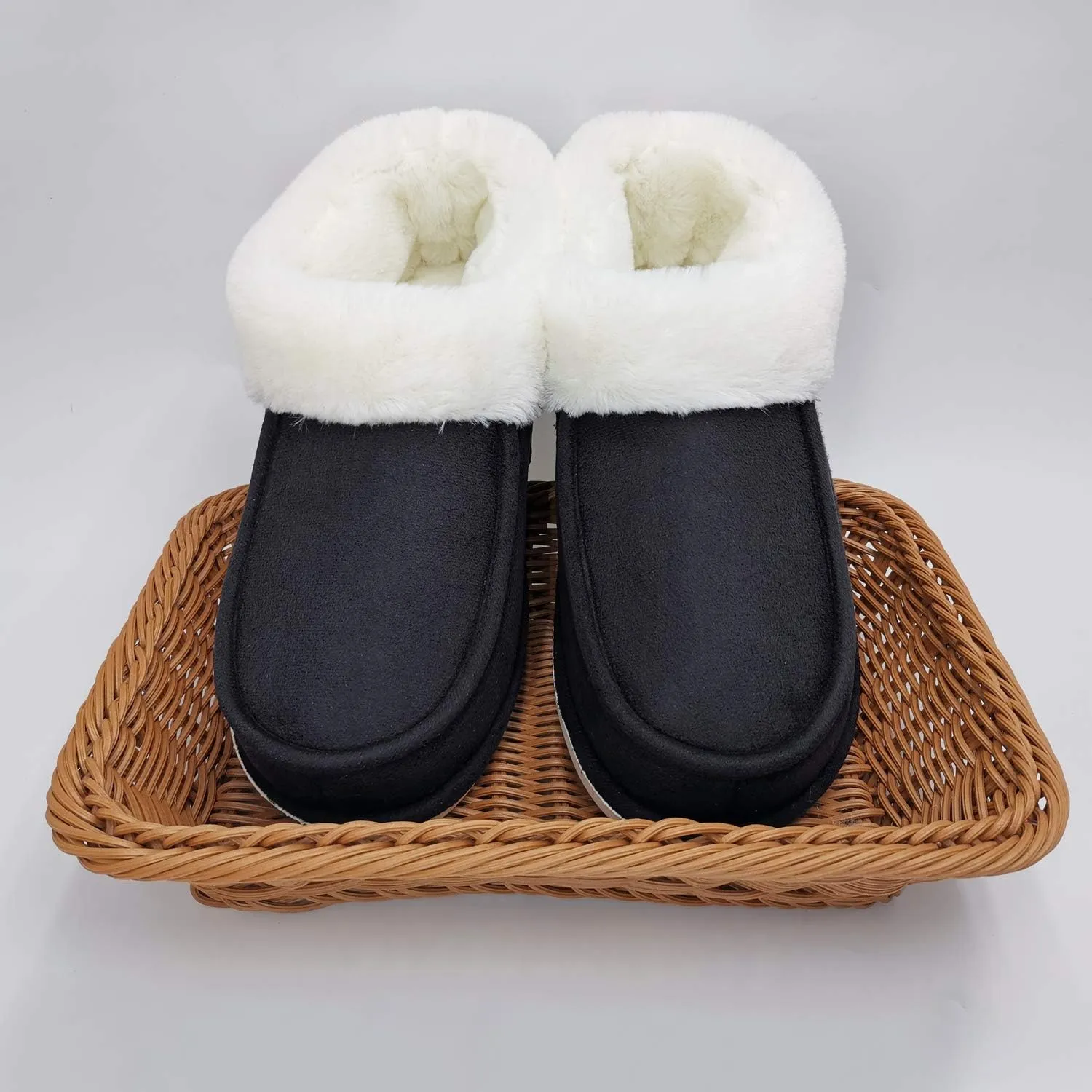 ofoot Womens Winter Warm Faux Suede Plush Moccasins Slippers Indoor Slip On Shoes with Soft Comfortable Fluffy Fur Lining