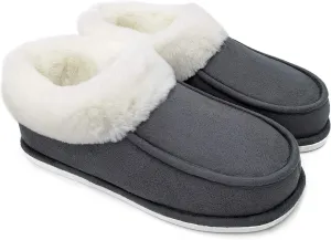 ofoot Womens Winter Warm Faux Suede Plush Moccasins Slippers Indoor Slip On Shoes with Soft Comfortable Fluffy Fur Lining