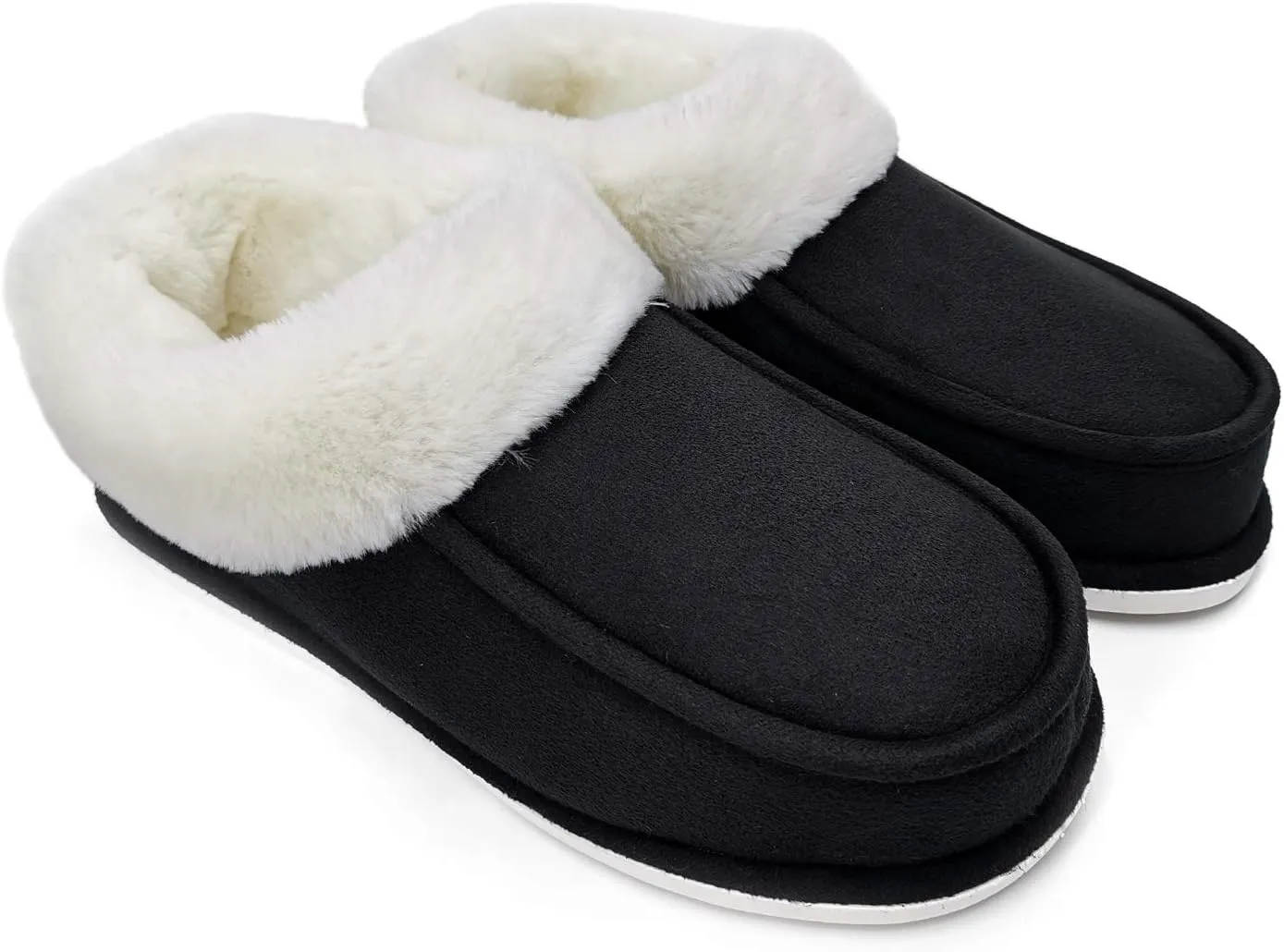 ofoot Womens Winter Warm Faux Suede Plush Moccasins Slippers Indoor Slip On Shoes with Soft Comfortable Fluffy Fur Lining