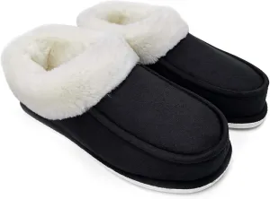 ofoot Womens Winter Warm Faux Suede Plush Moccasins Slippers Indoor Slip On Shoes with Soft Comfortable Fluffy Fur Lining